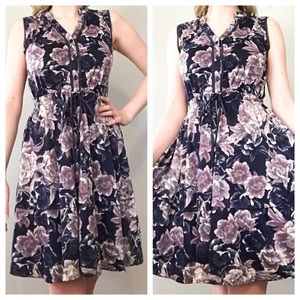 Simply Vera Vera Wang Purple and Navy Floral Dress
